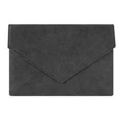 Clutch bag envelope black vegan suede faux leather