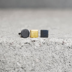 Square Earrings golden brass or silver