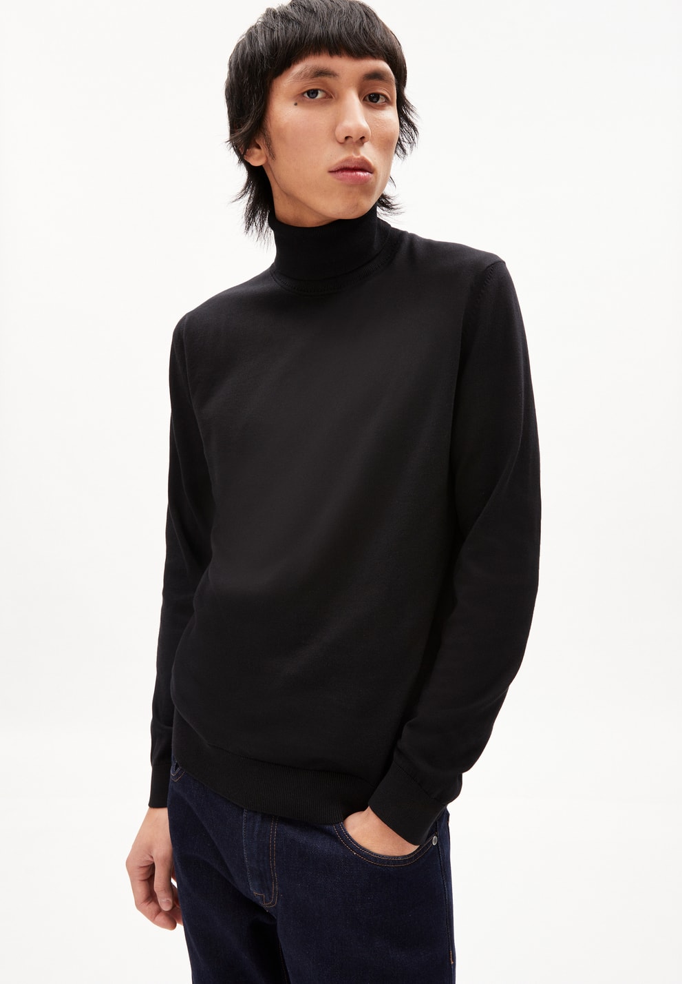 Glaan Knitted Turtleneck Sweater Olive Organic Cotton