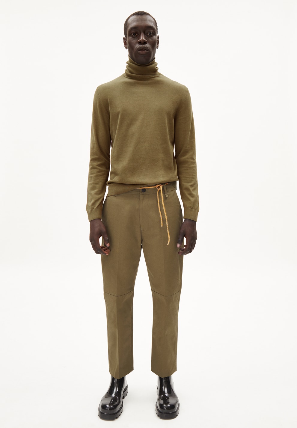 Glaan Knitted Turtleneck Sweater Olive Organic Cotton