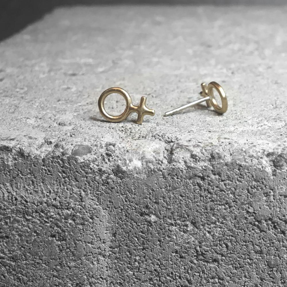 Minna Tiny Feminist Earring Silver or Bronze