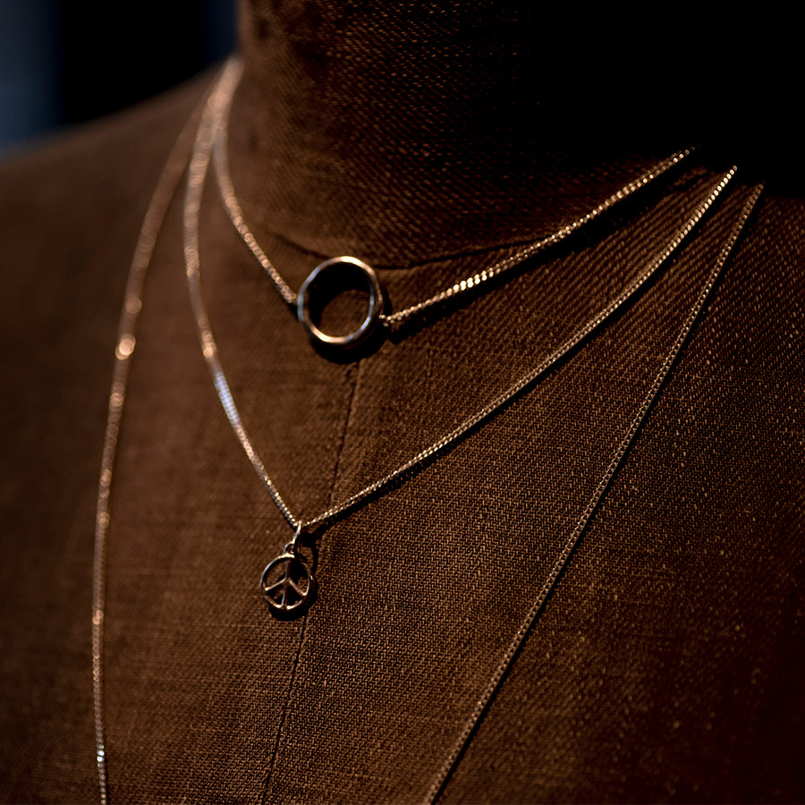 Peace Sign No.1 Tiny Charm Necklace Silver