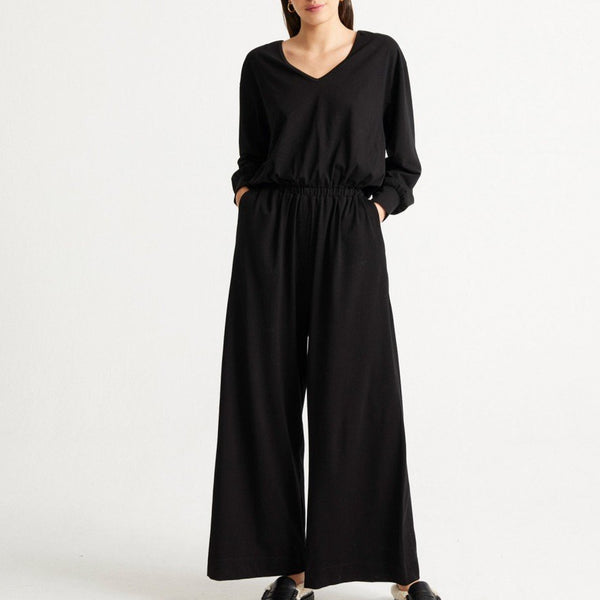 SONATA Jumpsuit Black Organic Cotton, Sizes S, L, XL