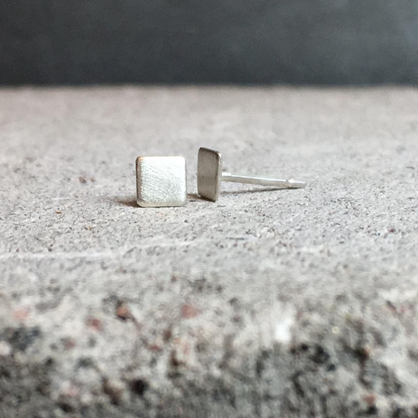 Square Earrings golden brass or silver