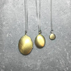 Vintage Large Locket Necklace Brushed Brass
