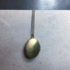 Vintage Large Locket Necklace Brushed Brass