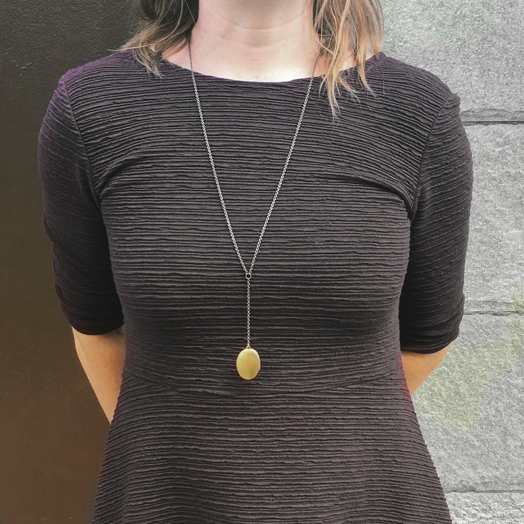 Vintage Large Locket Charm Lariat Style Necklace